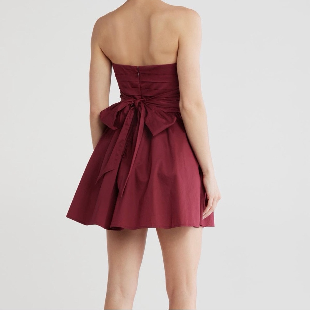 Lush Wine Strapless Fit & Flare Mini Dress Pleated Bodice NWT Women's Medium